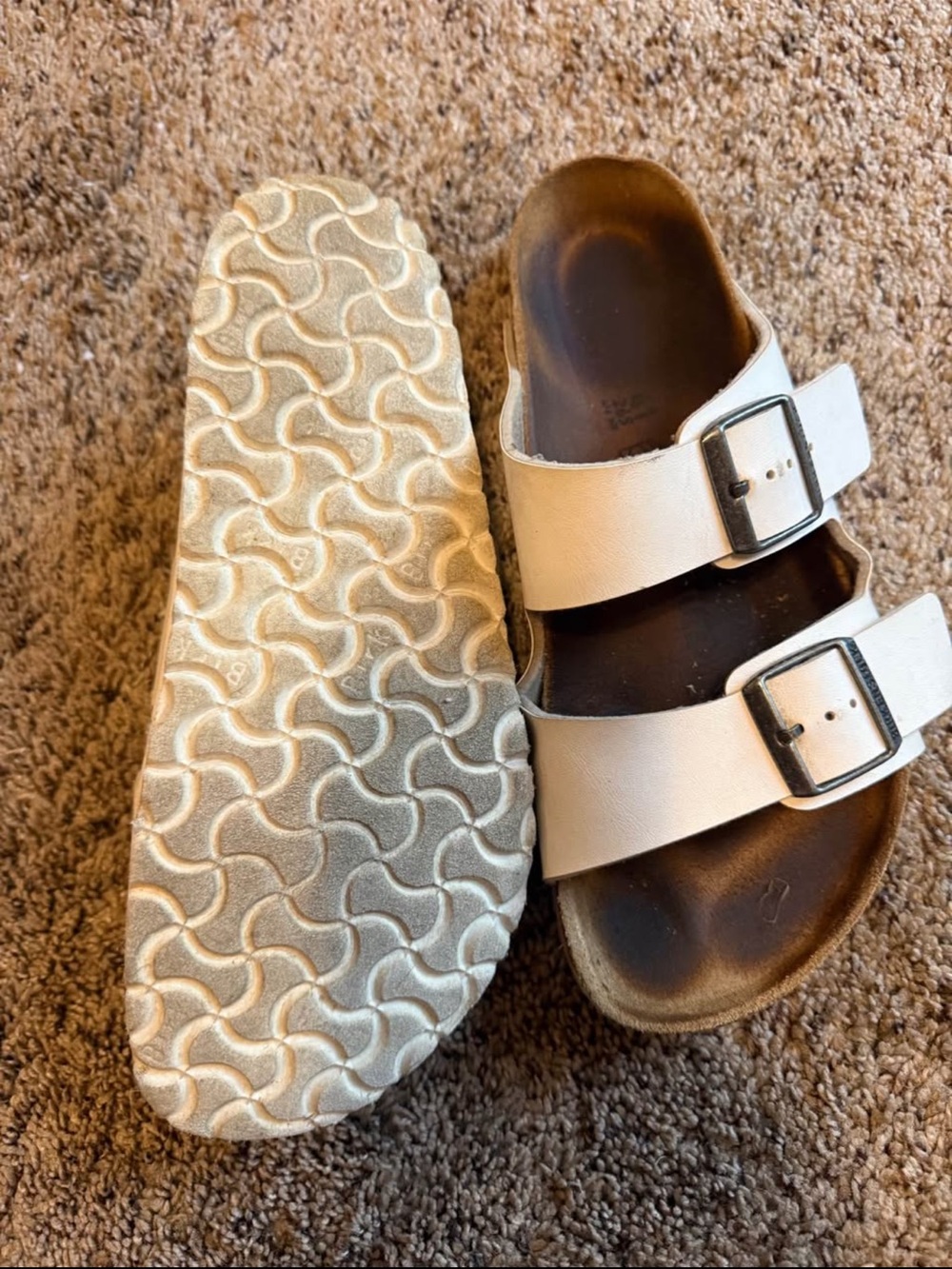Birkenstock Cream Double-Buckle Slide Sandals - Picture 3 of 3
